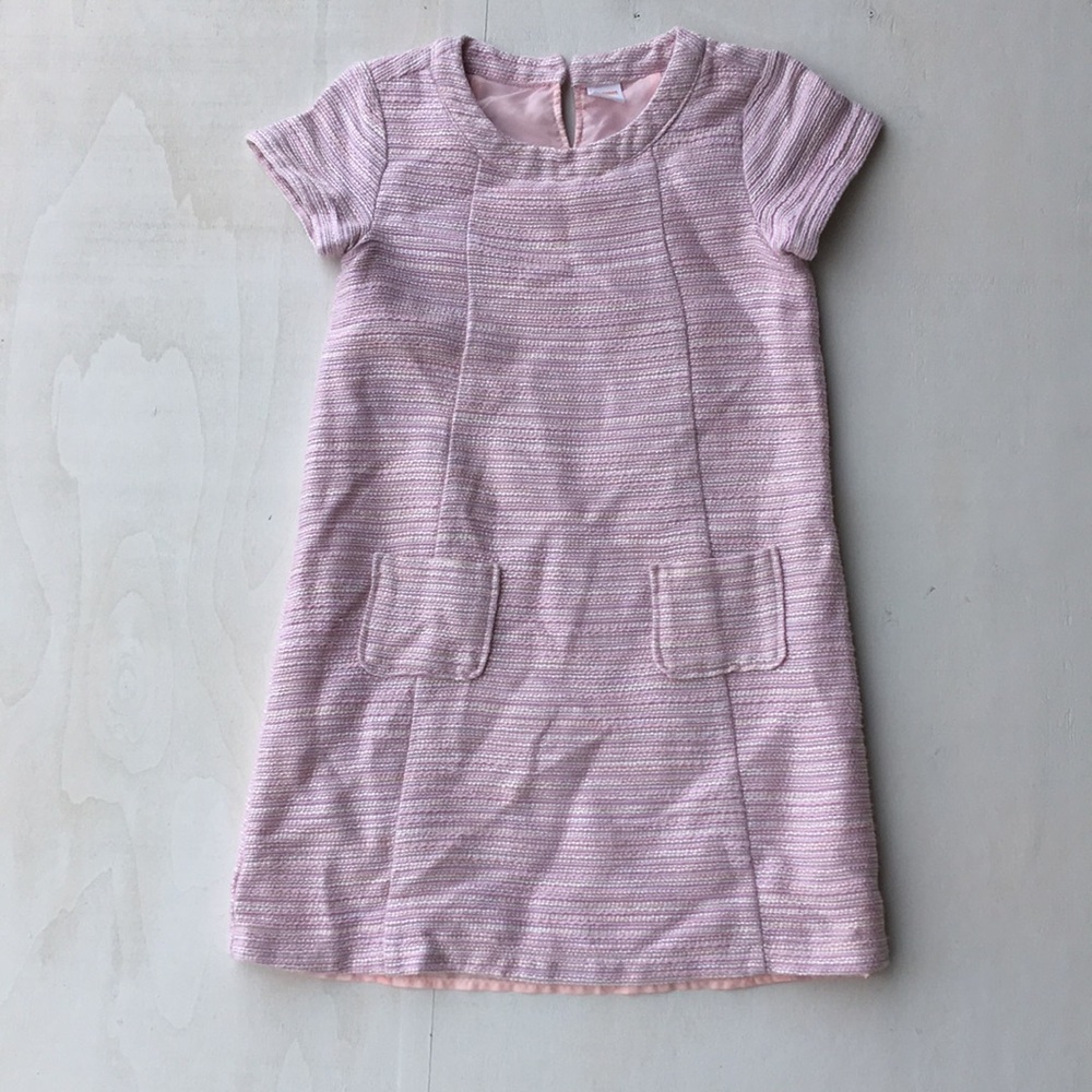 Gymboree Tweed Pink White Silver Holiday Lined Dress with Pockets SZ 10 holiday